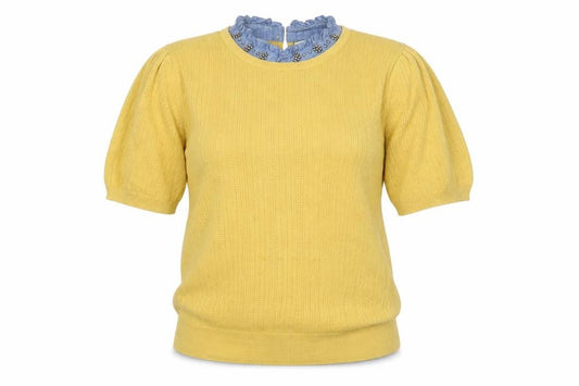 Front view of Next Women's Yellow jumper, size 12, Short Sleeve
