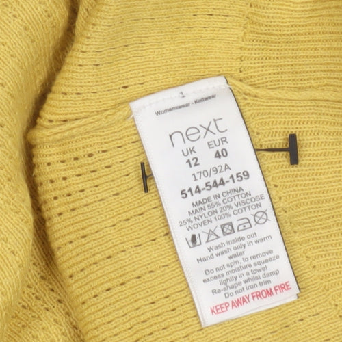 Next Women's Yellow Pullover Jumper, Size 12, Short Sleeve