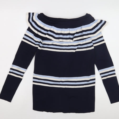 Jovonna London Women's Blue Striped Pullover Jumper, M