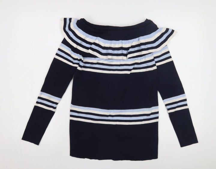 Jovonna London Women's Blue Striped Pullover Jumper, M
