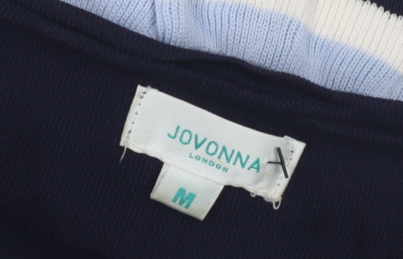 Jovonna London Women's Blue Striped Pullover Jumper, M
