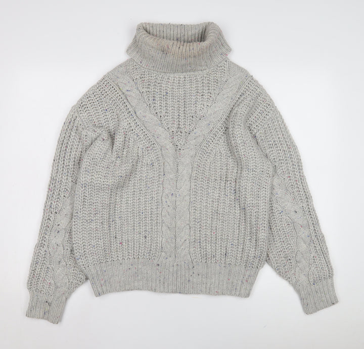 Marks and Spencer Women's Grey Roll Neck Pullover Jumper