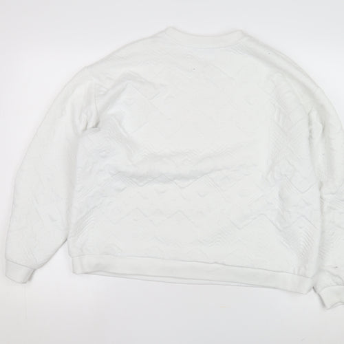 Women’s White L Pullover Sweatshirt, Geometric Pattern