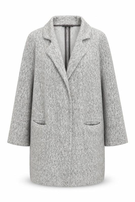 Front view of Next Women's Grey Wool Blend Petite Coat, size 12