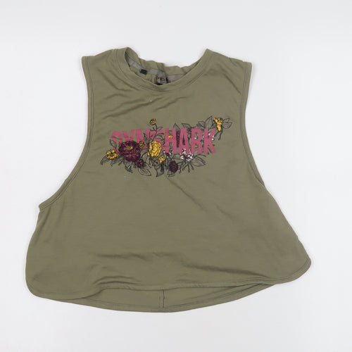 Gymshark Women's Green Cropped Tank, Size S