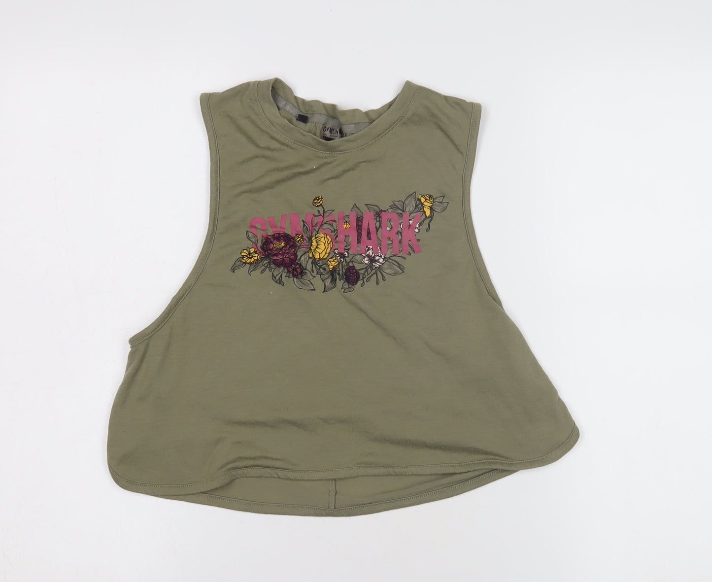 Gymshark Women's Green Cropped Tank, Size S