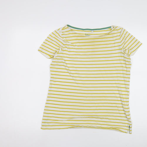 Boden Women's Yellow Striped T-Shirt Size 12