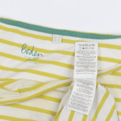 Boden Women's Yellow Striped T-Shirt Size 12