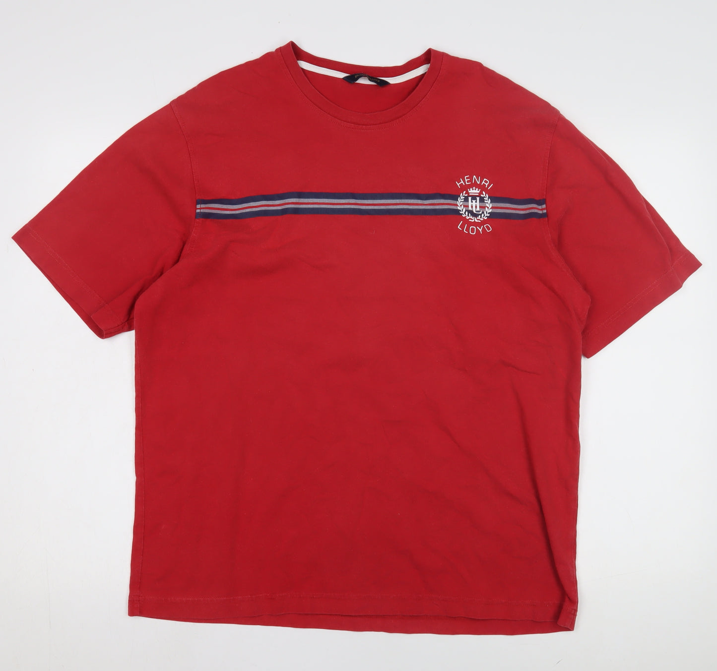 Henri Lloyd Men's Red Crew Neck T-Shirt Size L