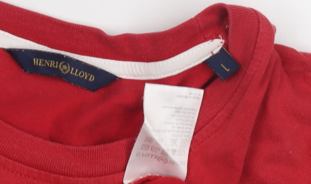 Henri Lloyd Men's Red Crew Neck T-Shirt Size L