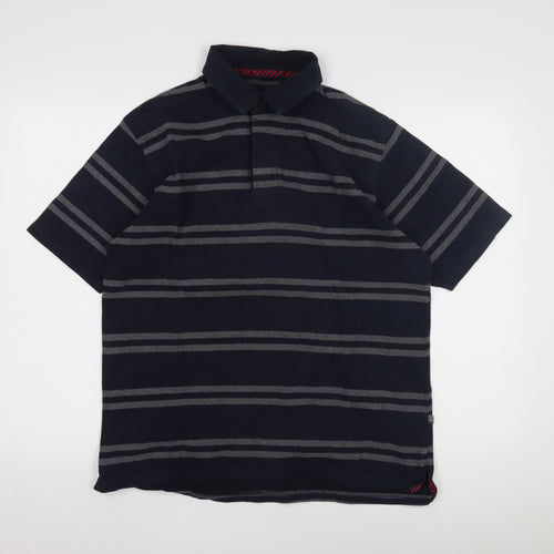 Boston Crew Men's M Black Striped Polo Short Sleeve