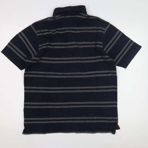 Boston Crew Men's M Black Striped Polo Short Sleeve