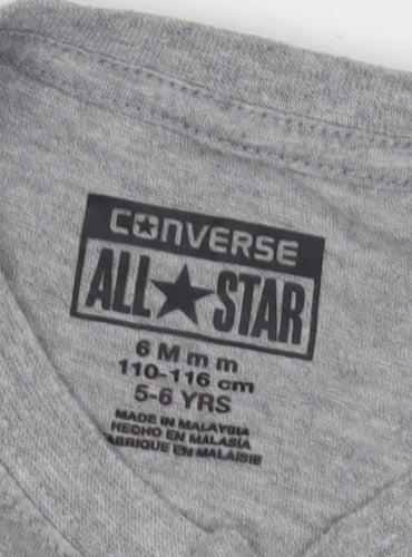 Converse Boys' Grey T-Shirt, 5-6 Years, Graphic Logo Style