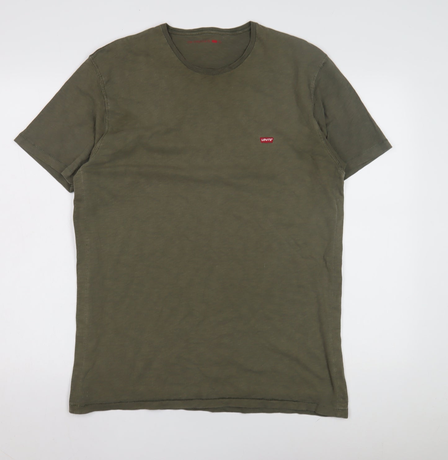 Levi Strauss Men's Green Crew Neck T-Shirt, Logo, Regular Fit