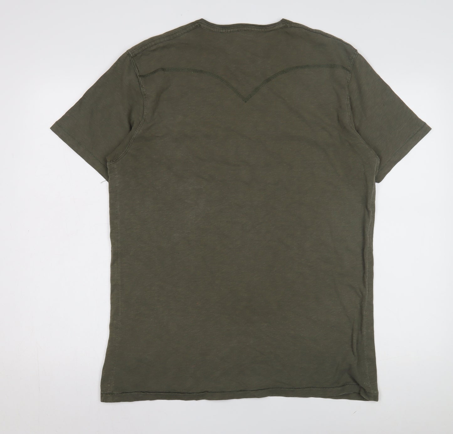 Levi Strauss Men's Green Crew Neck T-Shirt, Logo, Regular Fit