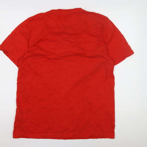 Adidas Men's Red Logo T-Shirt, L, Crew Neck