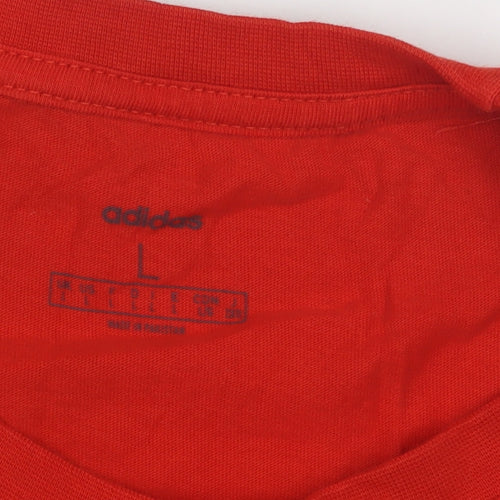 Adidas Men's Red Logo T-Shirt, L, Crew Neck