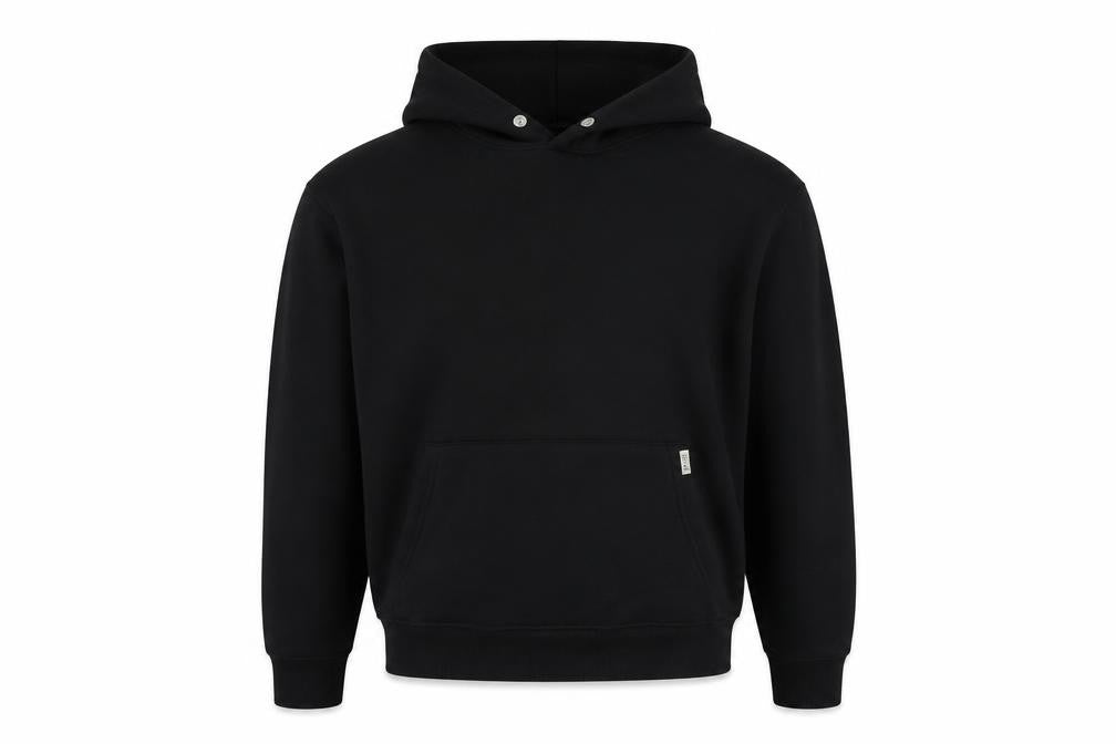 Front view of boohooMAN Black Men's Small Pullover Hoodie