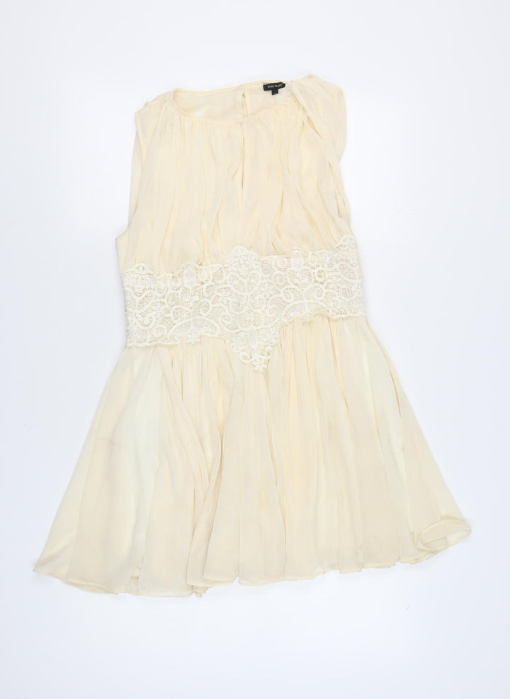 River Island Women's Ivory Lace Accent Dress Size 16