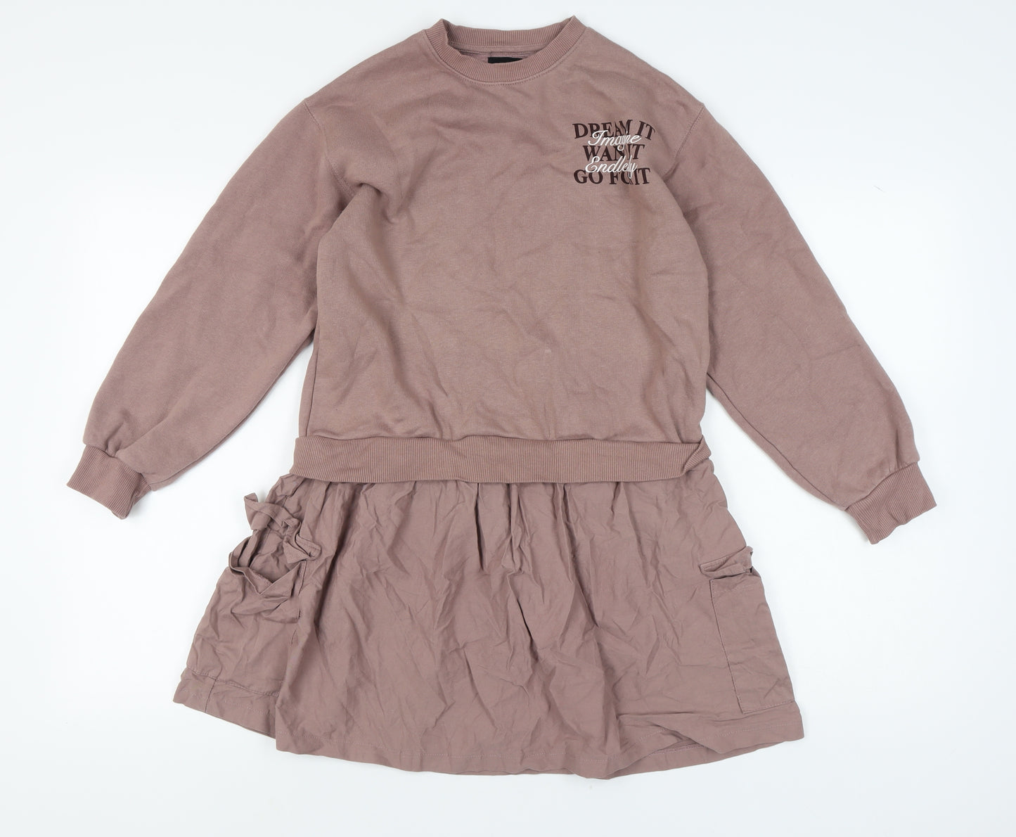 Zara Girls Brown Long Sleeve Casual Dress 11-12 Years