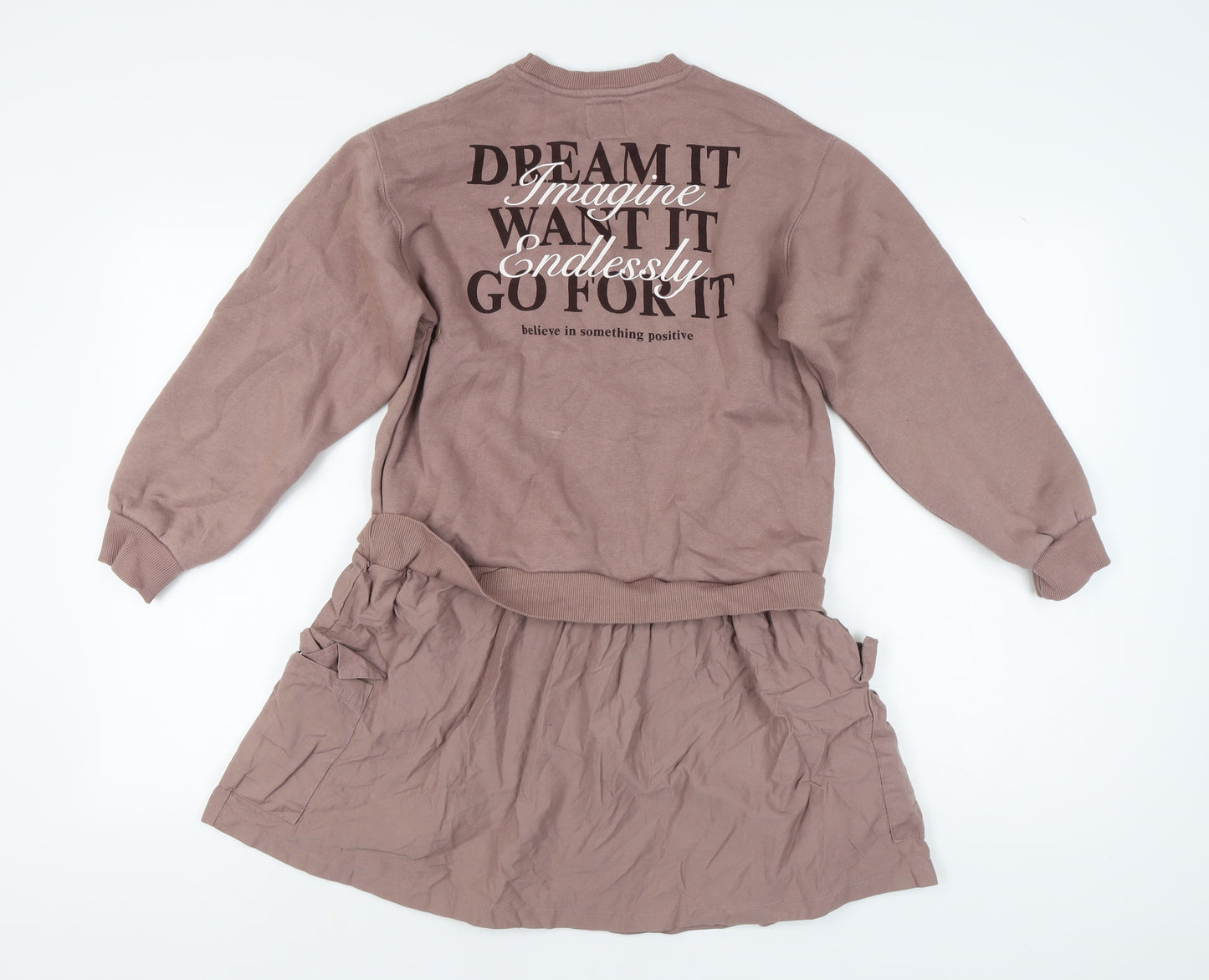 Zara Girls Brown Long Sleeve Casual Dress 11-12 Years