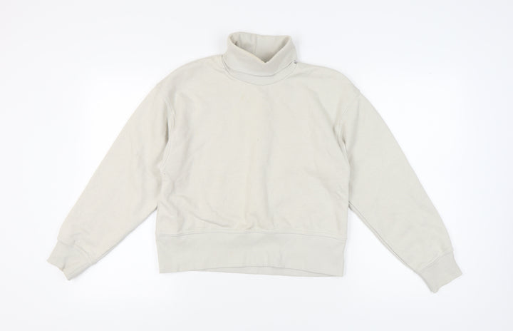 Zara Women's Ivory Roll Neck Sweatshirt, Size S, Casual Warm