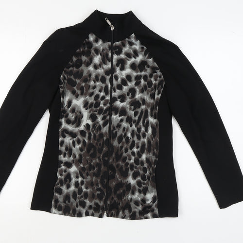 Mr. Max Women's XS Black Animal Print Zip Sweatshirt