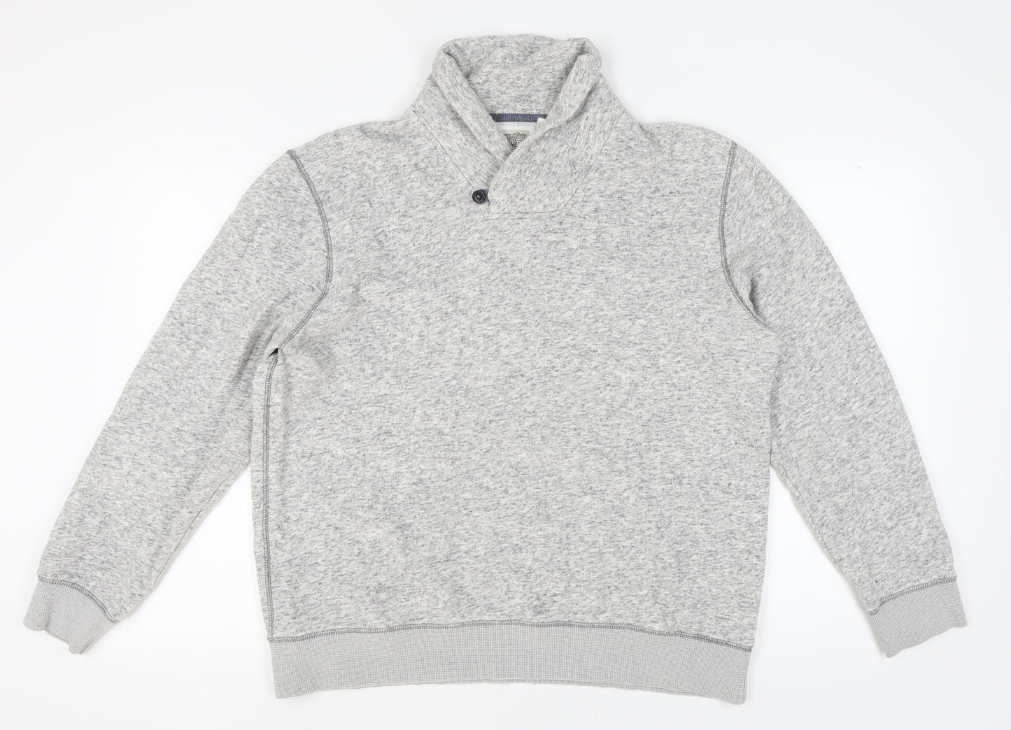 Next Men's Grey XL Pullover Sweatshirt, Button Accent