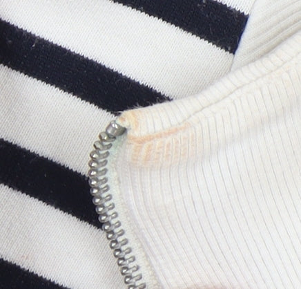 Zara Women’s White Striped Pullover Sweatshirt S