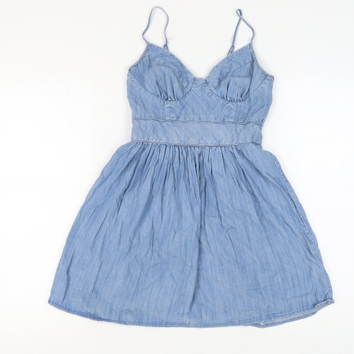 LOOK Blue Women's Size 8 Chambray Slip Dress