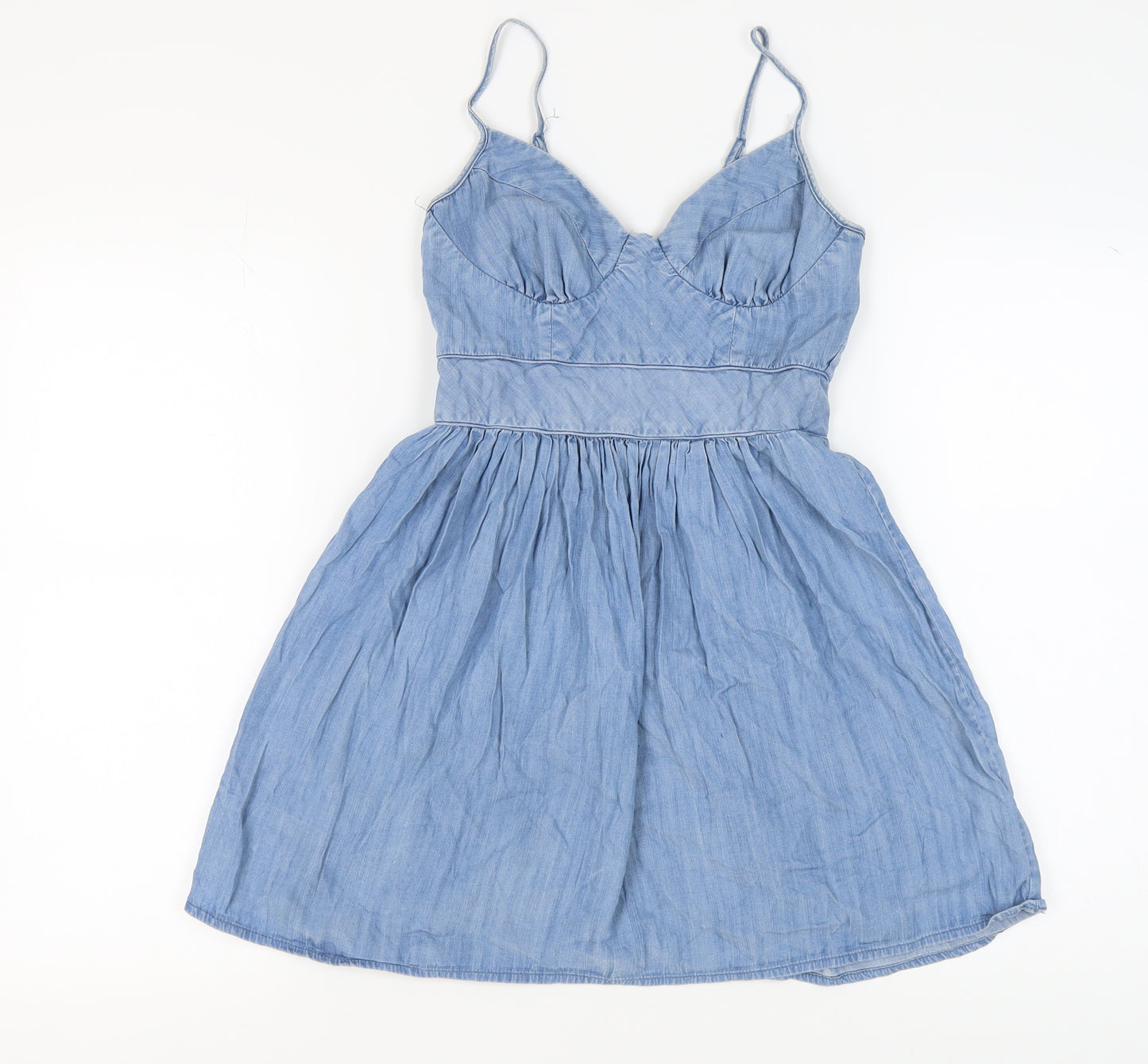 LOOK Blue Women's Size 8 Chambray Slip Dress