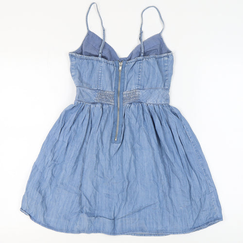 LOOK Blue Women's Size 8 Chambray Slip Dress