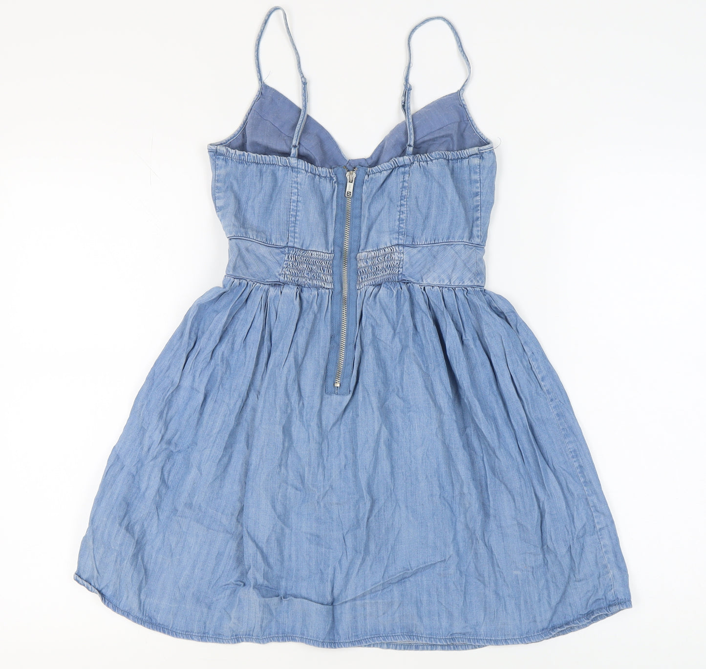 LOOK Blue Women's Size 8 Chambray Slip Dress