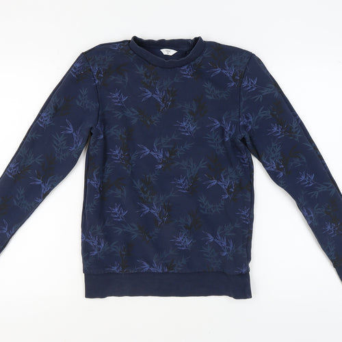 Next Women's Blue XS Floral Cotton Pullover Sweatshirt