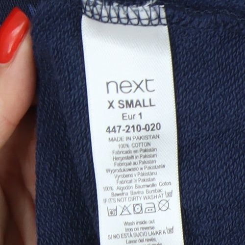 Next Women's Blue XS Floral Cotton Pullover Sweatshirt