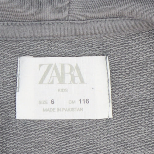 Zara Boys Grey Full Zip Hoodie, Size 6 Years