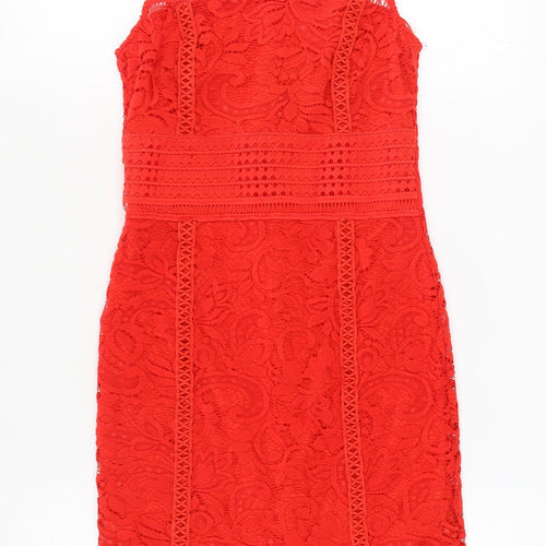 Topshop Women's Red Bodycon Dress UK 8