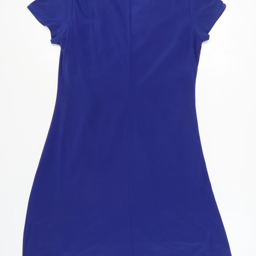 Ronni Nicole Women's Blue Beaded V-Neck Dress Size 14