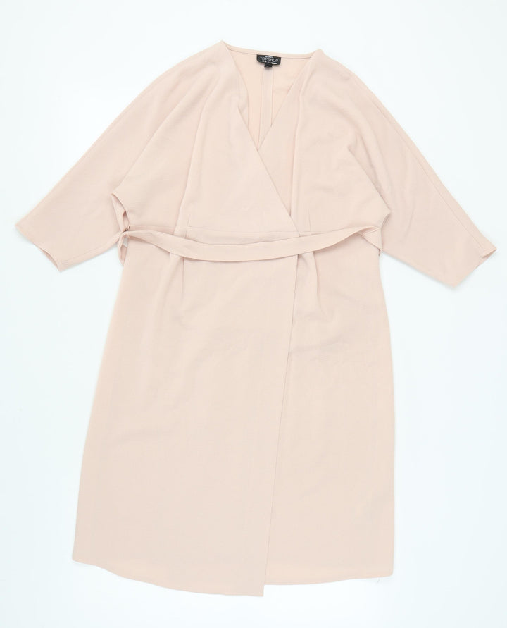 Topshop Women's Beige Wrap Dress Maternity Size 10
