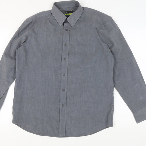 Marks and Spencer Men's Grey Long Sleeve Shirt 16