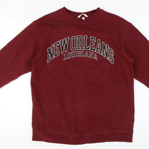 H&M Red Unisex Pullover Sweatshirt S