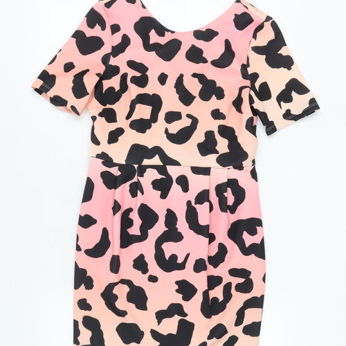 ASOS Women's Pink Animal Print Bodycon Dress