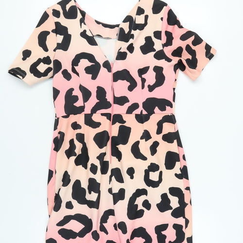 ASOS Women's Pink Animal Print Bodycon Dress