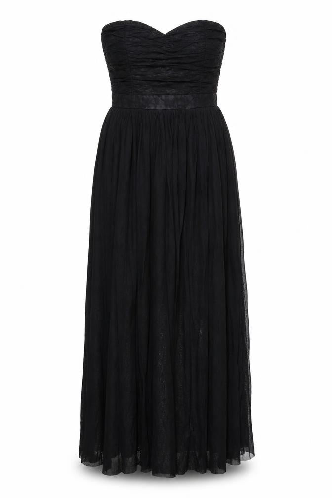 Front view of Rare London Women's Black Maxi Dress, size 12