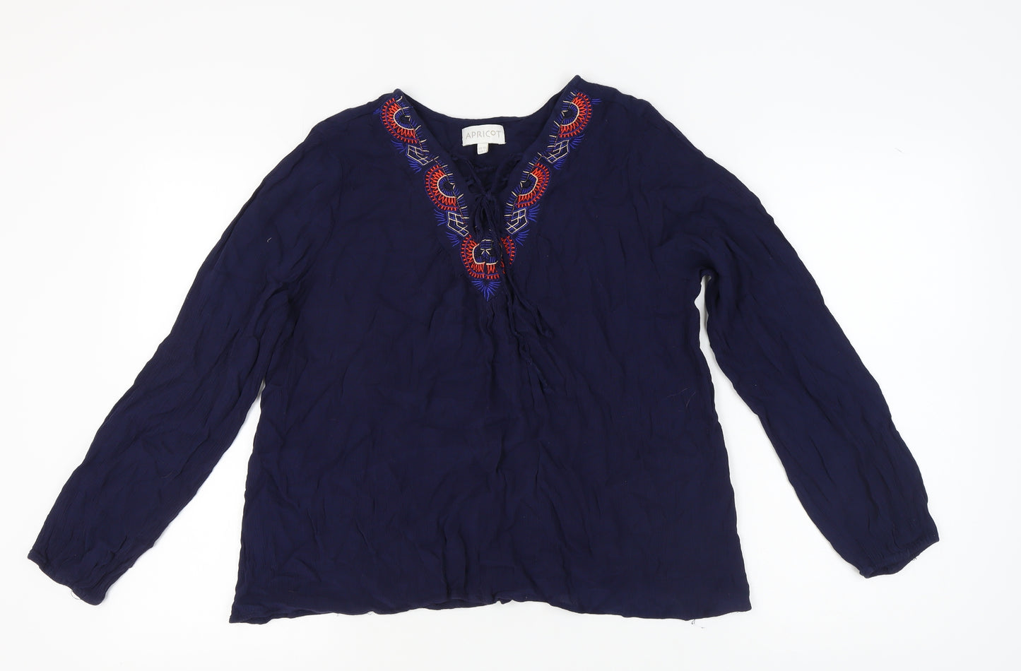 Apricot Women's Blue Embroidered Tunic Blouse Size 10