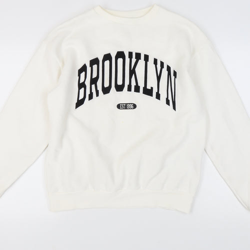 Stradivarius Women's Ivory Pullover Sweatshirt XS