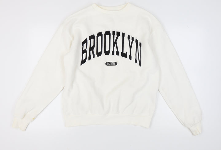 Stradivarius Women's Ivory Pullover Sweatshirt XS
