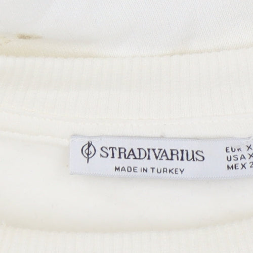 Stradivarius Women's Ivory Pullover Sweatshirt XS