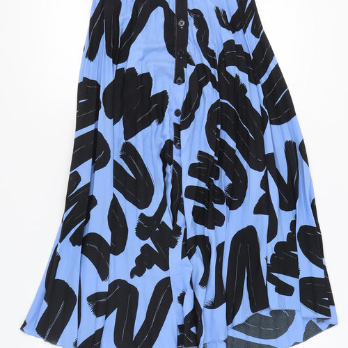 ASOS Women's Blue Geometric Pleated Skirt, Size 8