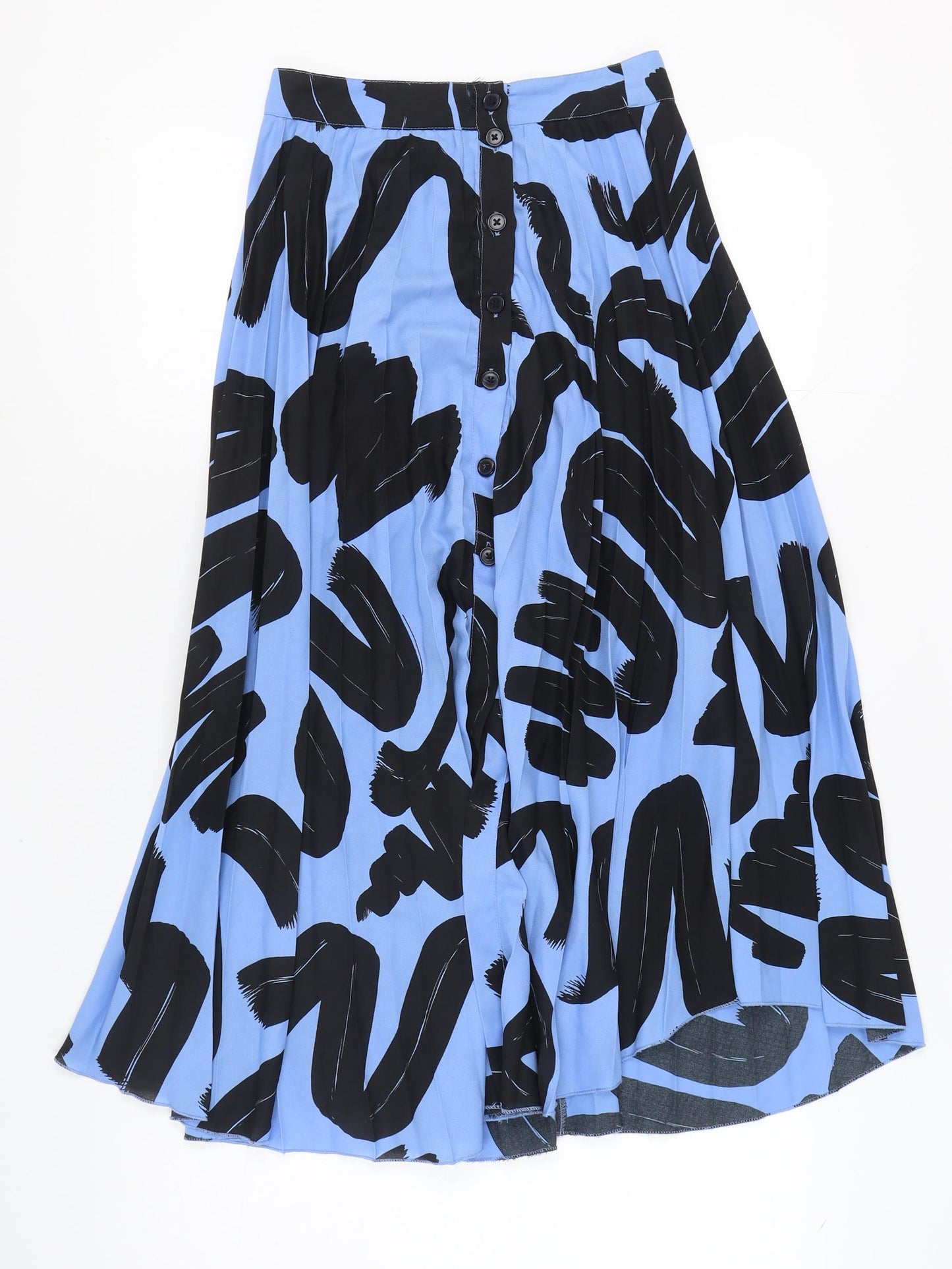 ASOS Women's Blue Geometric Pleated Skirt, Size 8